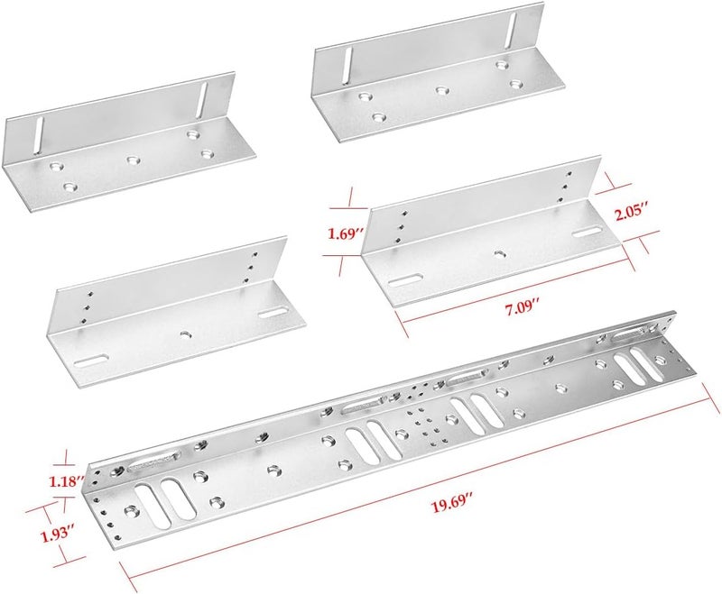 YANWIN Z and L Bracket for Dual Door Magnetic Lock 600lbs Holding Force Electromagnetic Lock Double Door Access Control System - Image 2